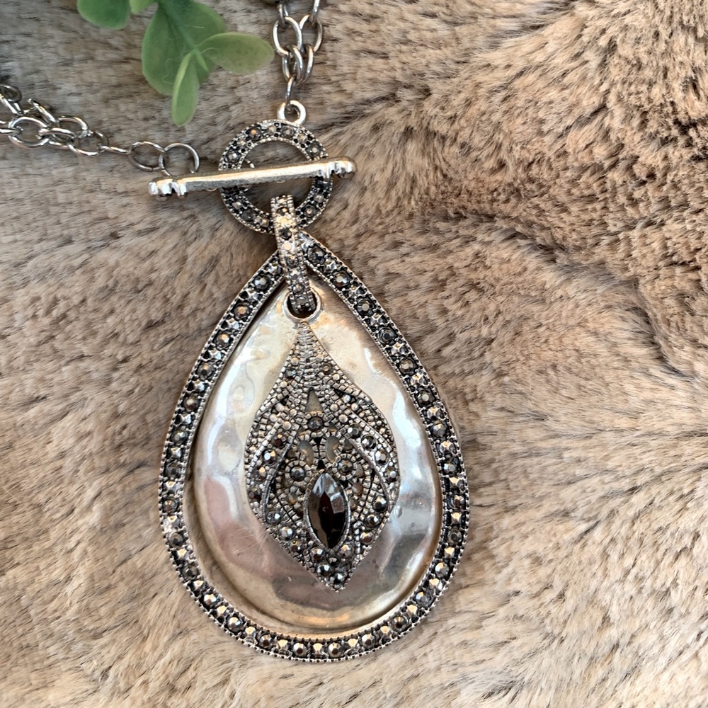 Adjustable silver and Marcasite pendant